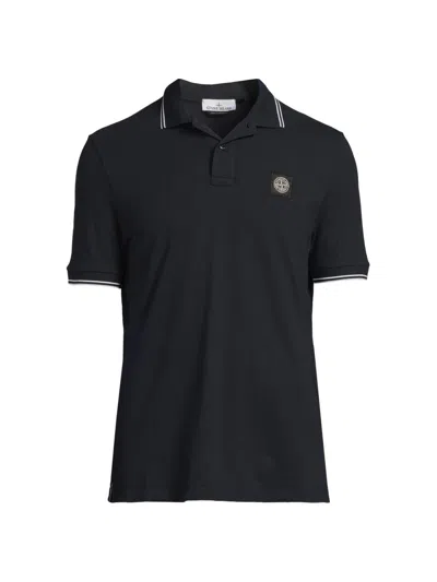 STONE ISLAND MEN'S LOGO PATCH STRETCH-COTTON POLO SHIRT