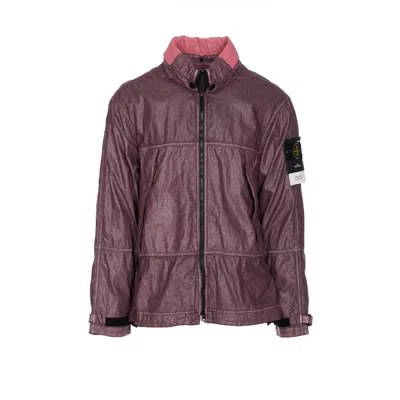 Stone Island Men Logo Raw Linen Pleated Parka