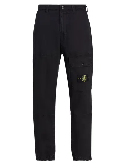 Stone Island Logo-patch Loose-fit Cargo Pants For Men In Black