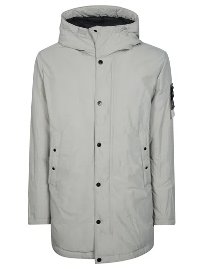 Stone Island Men's Long Puffer Jacket With Rds-down In Beige