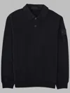 Stone Island Men's Long Sleeve Collared Pullover Sweatshirt In Blue