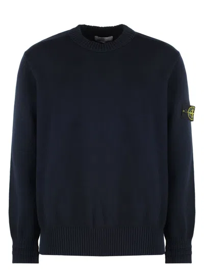 Stone Island Men's Long Sleeve Crew-neck Sweater In Blue