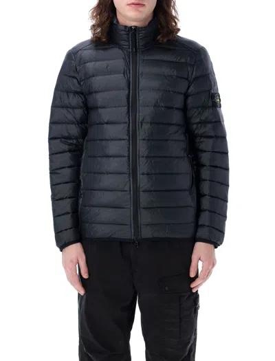 Stone Island Loom Woven Chambers Nylon Down Jacket In Blue