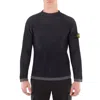 Stone Island Men's Melange Charcoal Vanise Full Rib Rws Wool Sweater In Blue