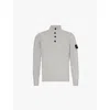 Stone Island Buttoned High Neck Jumper In Melange Grey