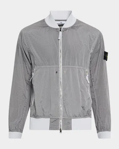 STONE ISLAND MEN'S METALLIC NYLON BOMBER JACKET