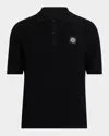 Stone Island Black Piquet Polo Shirt In Black