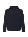 Stone Island Hooded Flap-pocket Jacket In Blue