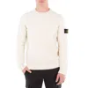 Stone Island Turtleneck Ribbed Wool Sweater In White