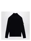 Stone Island Ribbed Knit Sweater With Logo Patch In Black
