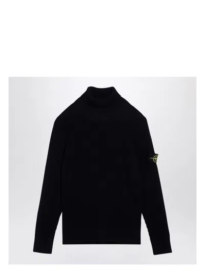 STONE ISLAND MEN'S NAVY RIBBED TURTLENECK SWEATER