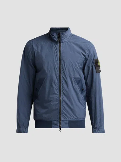 Stone Island Nylon Windbreaker Jacket In Blue