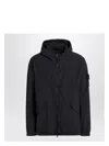 Stone Island Logo Patch Zip-up Windbreaker Jacket In Black