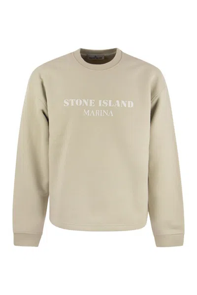 Stone Island Men's Off-white Cotton Sweatshirt With Logo
