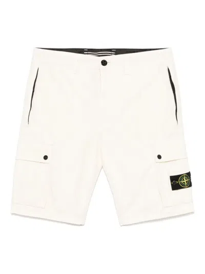 Stone Island Old Effect Cotton Cargo Bermuda Shorts Clothing In White