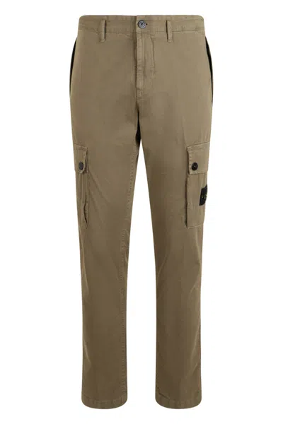 Stone Island Men Olive Straight Cargo Pants In Yellow