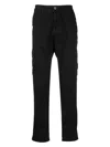 Stone Island Compass-motif Cotton Tapered Trousers In Black