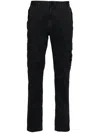 Stone Island Compass-motif Cotton Tapered Trousers In Black