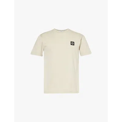 Stone Island Mens Plaster Brand-patch Short-sleeved Cotton-jersey T-shirt In Beige