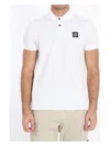 Stone Island Classic White Polo Shirt With Buttoned Placket In White