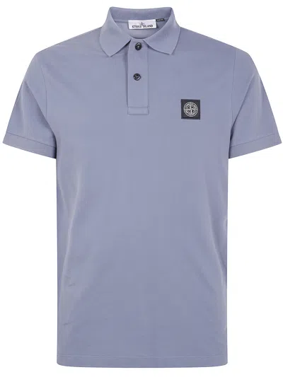 Stone Island Men Polo Slim Fit Short Sleeves In Blue