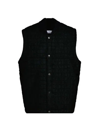 Stone Island Men's Quilted Nylon Vest In Black