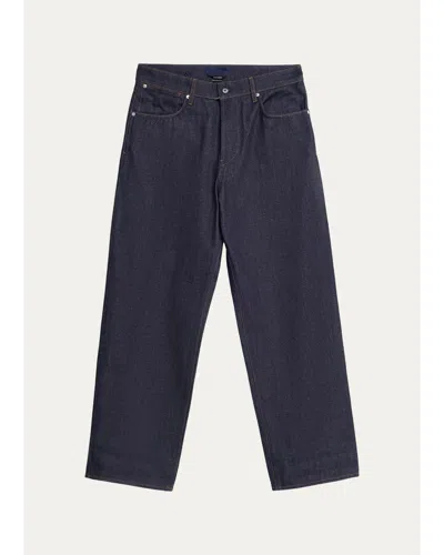 Stone Island Men's Raw Indigo Denim Relaxed Straight-fit Jeans In Blue