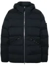Stone Island Compass-logo Hooded Jacket In Navy Blue