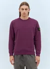 Stone Island Crewneck Jumper With Raised Stitch Details In Purple