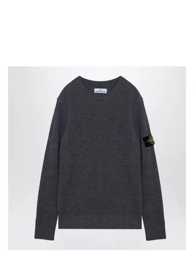 Stone Island Ribbed Sweater In In Gray