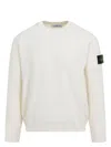 Stone Island Wool Blend Sweatshirt With Iconic Logo Patch And Timeless Design In White