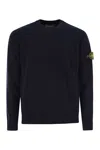 Stone Island Ribbed Hem Long Sleeve Crew Neck Sweater In Navy