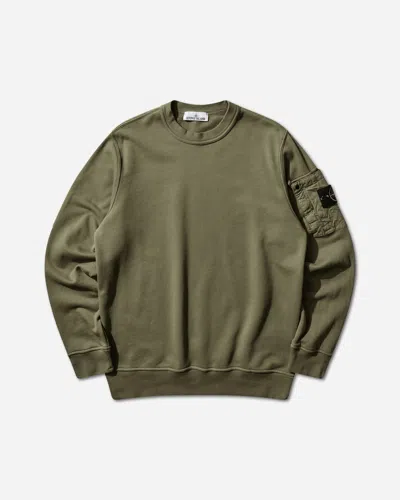 Stone Island Men S Cotton Fleece Pocket Crewneck Sweatshirt Military In Green