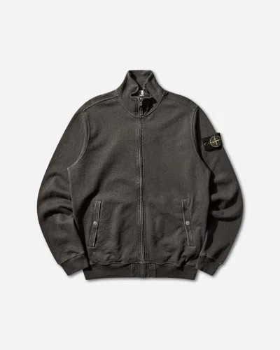 Stone Island Men S Malfilé Cotton Fleece  Old  Effect Zip-up Track Jacket Charcoal Grey In Black