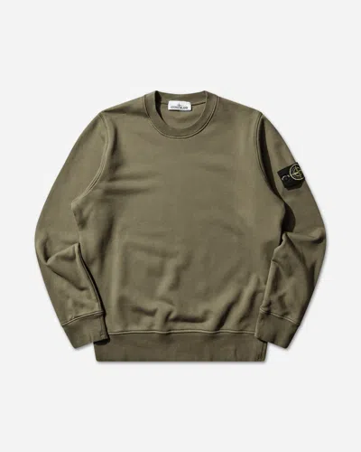 Stone Island Men S Organic Cotton Fleece Crewneck Sweatshirt Military In Green