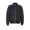 Stone Island Quilted High Collar Bomber Jacket In Blue