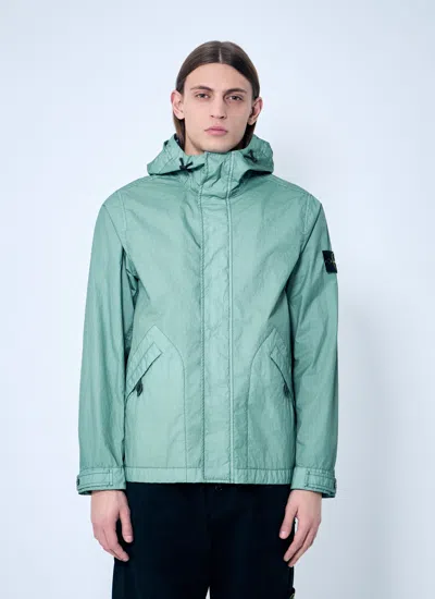Stone Island Men Short Parka Jacket In Green