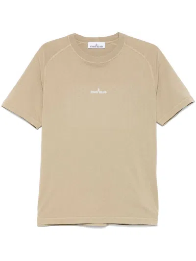 Stone Island Contemporary Graphic Print T-shirt With Crew Neck And Relaxed Fit In Neutral