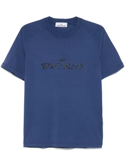 Stone Island Men Short Sleeve T-shirt In Blue