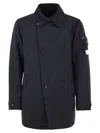 Stone Island Men Short Trench Coat With Anti-drip Treatment In Multicolor