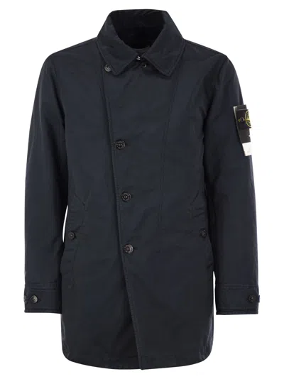 Stone Island Men Short Trench Coat With Anti-drip Treatment In Multicolor