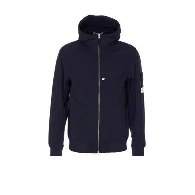 Stone Island Men Soft Shell-r Technology Logo Jacket In Black