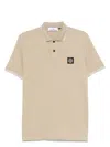 Stone Island Beige Cotton Polo With Short Sleeves In Neutral