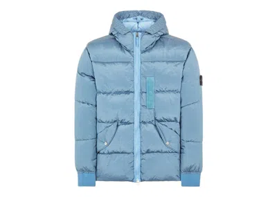 Pre-owned Stone Island Men's  43619 Nylon Metal In Econyl Regenerated Nylon Down Jacket In Pastel Blue