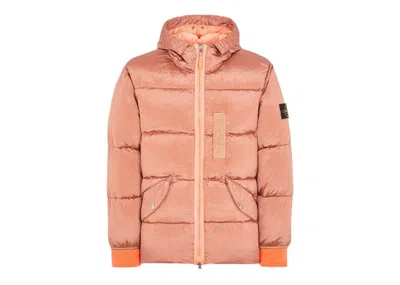 Pre-owned Stone Island Men's  43619 Nylon Metal In Econyl Regenerated Nylon Down Jacket In Peach In Orange