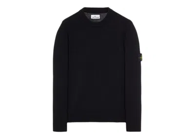Pre-owned Stone Island Men's  508a3 Stockinette Stitch Lambswool Knitted Sweater In Black