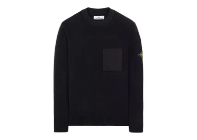 Pre-owned Stone Island Men's  523d2 Soft Cotton With Mix Fabric Knit Sweater In Black