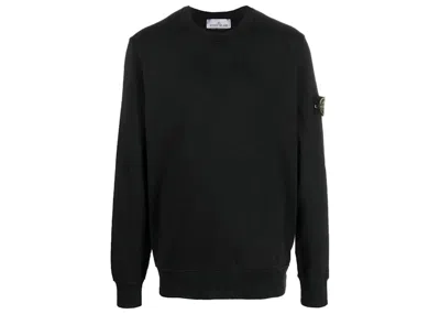 Pre-owned Stone Island Men's  532b9 Felpa Logo Patch Crewneck Sweatshirt In Black