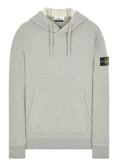 Pre-owned Stone Island Men's  64120 Brushed Cotton Fleece Hooded Sweatshirt In Dust In Brown