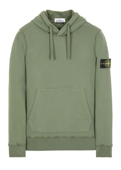 Pre-owned Stone Island Men's  64120 Brushed Cotton Fleece Hoodie In Sage